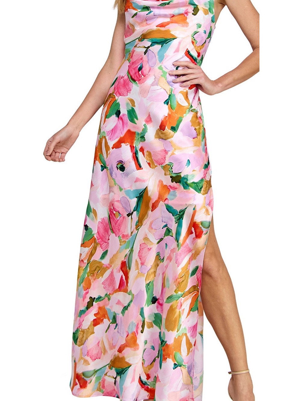 Morgan & Co. Pink Multi Floral Halter Maxi Dress